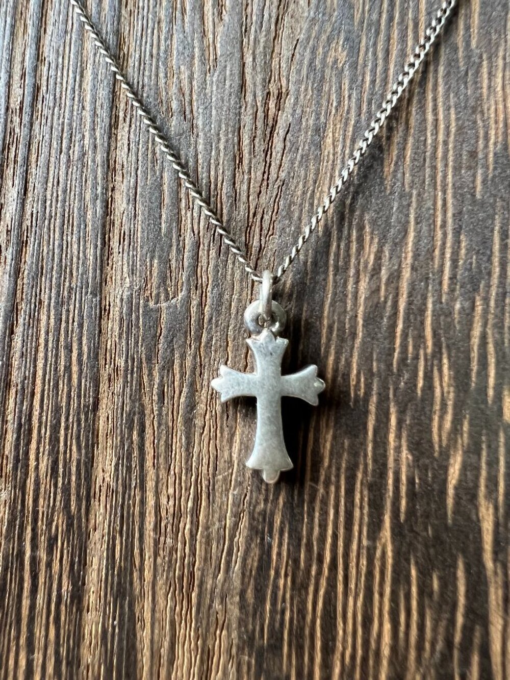 Sterling Silver 925 Dainty Fleuree Cross Pendant Necklace